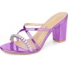 imageAllegra K Womens Crisscross Strap Rhinestone Block Heel Slide SandalsPurple