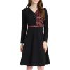 imageAllegra K Womens Elegant ALine Long Sleeve Contrast Color Dress