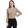 imageAllegra K Womens Elegant Choker Neck Cutout Button Decor Long Sleeve Chiffon Work Office Blouse TopApricot