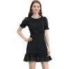 imageAllegra K Womens Elegant Short Sheer Sleeve Ruffle Hem Swiss Dots Chiffon DressBlack