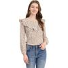 imageAllegra K Womens Floral Printed Top Long Sleeve Round Neck Ruffle Collar BlouseApricot