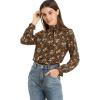 imageAllegra K Womens Floral Ruffled Vintage Boho Long Sleeve Mock Neck BlouseBrown