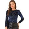 imageAllegra K Womens Halloween Velvet Top Semi Sheer BurnOut Long Sleeve Printed TopDark Blue