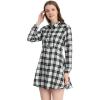 imageAllegra K Womens Plaids Button Down Cotton Mini ALine Shirt DressWhite