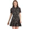 imageAllegra K Womens Ruffle Dress 2023 Summer Chiffon Tie Neck Puff Short Sleeve Floral Smock DressBlackwhite