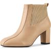 imageAllegra K Womens Square Toe Block Heels Chelsea BootsNude
