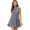 imageAllegra K Womens Summer Floral Ruffle Sleeveless Tie Neck Chiffon Flowy Mini DressNavy Blue