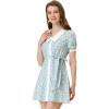 imageAllegra K Womens Valentines Day Cotton Collared Floral Print Button Down Belted Waist Shirt DressBlue