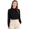 imageAllegra K Womens Victorian Gothic Ruffled Lotus Tops Button Down ShirtBlack