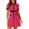 imageAllegra K Womens Vintage Work Dress Contrast Color Fit and Flare DressesHot Pink