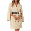 imageAllegra K Womens Work Dresses Slit Sleeve 2025 Fall Belted Double Breasted Business Blazer DressBeige