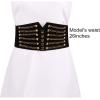 imageuxcell Women Ultra Super Wide Elastic PU High Waist Belt Rivet Chains Cinch Waistband for DressesBlack