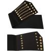 imageuxcell Women Ultra Super Wide Elastic PU High Waist Belt Rivet Chains Cinch Waistband for DressesBlack