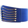 imageuxcell Women Ultra Super Wide Elastic PU High Waist Belt Rivet Chains Cinch Waistband for DressesBlue