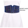 imageuxcell Women Ultra Super Wide Elastic PU High Waist Belt Rivet Chains Cinch Waistband for DressesBlue