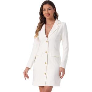 imageAllegra K Womens Blazer Dress Notched Lapel Collar Teacher Office Work Jackets OutfitsWhite