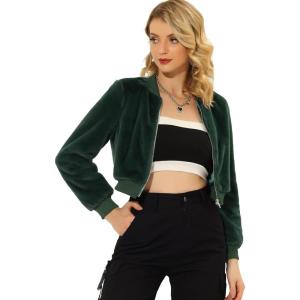 imageAllegra K Womens Faux Fur Coats Long Sleeve 2023 Fall Zipper Up Crop JacketDark Green