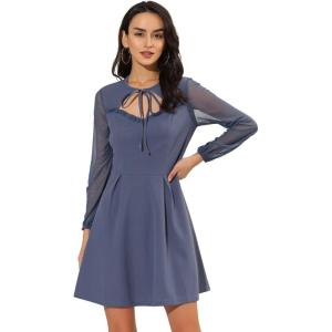 imageAllegra K Womens Halloween Sweetheart Neckine Cutout ALine Mesh Sleeve Gothic Mini DressBlue Grey