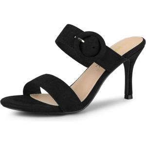 imageAllegra K Womens Opened Toe Buckle Stiletto Heels Slide SandalsBlack