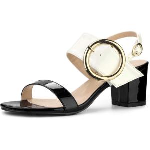 imageAllegra K Womens Slingback Block High Heel SandalsBlack White