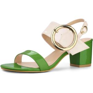 imageAllegra K Womens Slingback Block High Heel SandalsGreen Beige