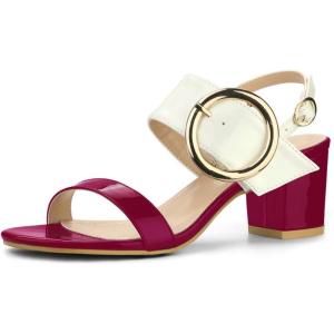 imageAllegra K Womens Slingback Block High Heel SandalsHot Pink White