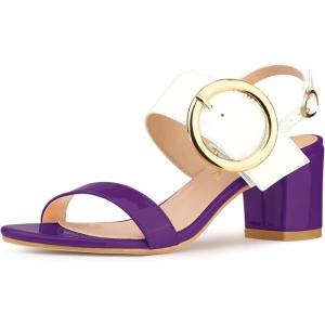 imageAllegra K Womens Slingback Block High Heel SandalsPurple White