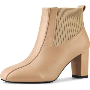 imageAllegra K Womens Square Toe Block Heels Chelsea BootsNude