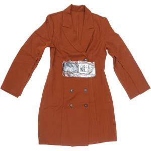 imageAllegra K Womens Work Dresses Slit Sleeve 2025 Fall Belted Double Breasted Business Blazer DressBrown