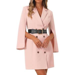 imageAllegra K Womens Work Dresses Slit Sleeve 2025 Fall Belted Double Breasted Business Blazer DressPink