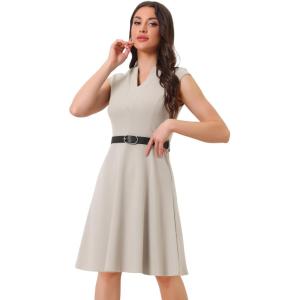 imageAllegra K Work Dress for Womens Fit and Flare Professional Spring 2025 DressesGrey