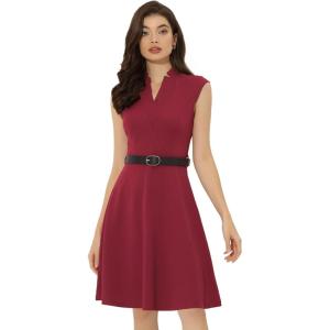 imageAllegra K Work Dress for Womens Fit and Flare Professional Spring 2025 DressesWine Red