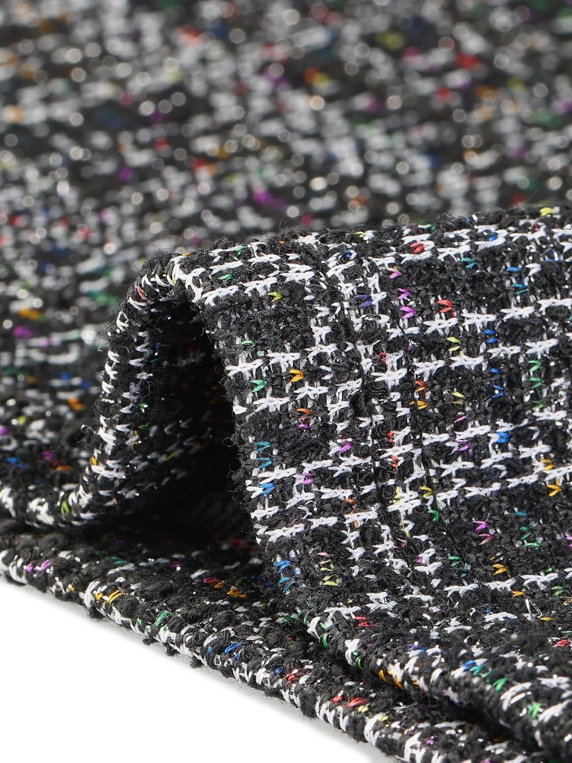 imageAllegra K Halloween Peter Pan Collar Blouse for Womens Button Decor Vintage Tweed Top ShirtBlack