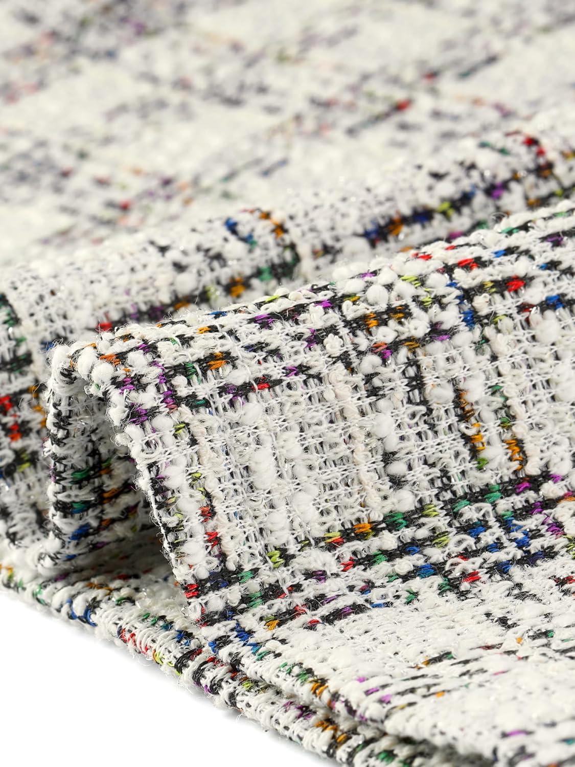 imageAllegra K Halloween Peter Pan Collar Blouse for Womens Button Decor Vintage Tweed Top ShirtBlack White