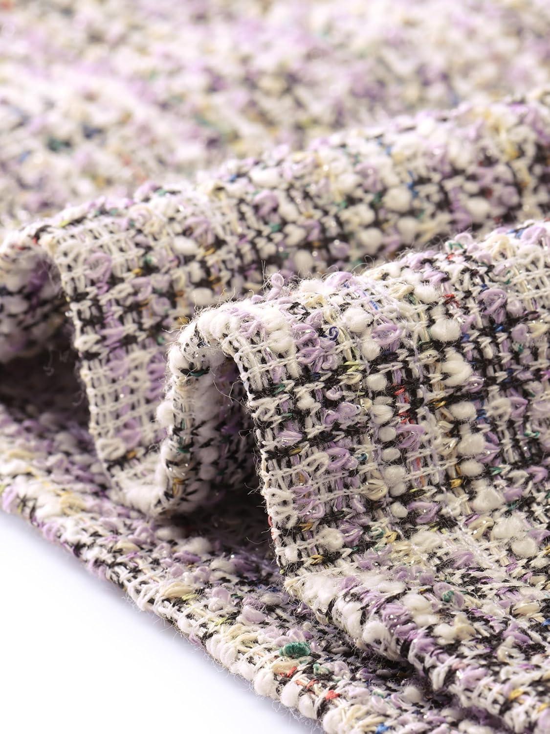 imageAllegra K Halloween Peter Pan Collar Blouse for Womens Button Decor Vintage Tweed Top ShirtPurple