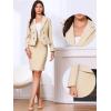 imageAllegra K 2 Pieces Skirt Suit Sets for Womens Business Notched Lapel Double Breasted Blazer Office Pencil Skirt OutfitsKhaki