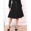 imageAllegra K ALine Midi Pleated Skirt for Womens Vintage Work High Waist Flare Business SkirtsBlack