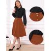 imageAllegra K ALine Midi Pleated Skirt for Womens Vintage Work High Waist Flare Business SkirtsOrange Brown