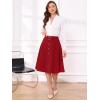 imageAllegra K ALine Midi Pleated Skirt for Womens Vintage Work High Waist Flare Business SkirtsRed