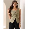 imageAllegra K Blazer Vest Top for Womens 2025 Trendy Button Down Sleeveless SuitKhaki