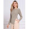 imageAllegra K Boat Neck Sweater for Womens Fall High Low Winter TopKhaki