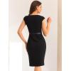 imageAllegra K Business Casual Dress for Womens Cap Sleeve Boat Neck Belted Pencil DressBlack