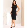 imageAllegra K Business Casual Dress for Womens Cap Sleeve Boat Neck Belted Pencil DressBlack