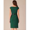 imageAllegra K Business Casual Dress for Womens Cap Sleeve Boat Neck Belted Pencil DressDark Green