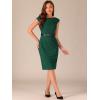 imageAllegra K Business Casual Dress for Womens Cap Sleeve Boat Neck Belted Pencil DressDark Green