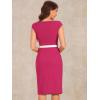 imageAllegra K Business Casual Dress for Womens Cap Sleeve Boat Neck Belted Pencil DressHot Pink
