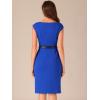 imageAllegra K Business Casual Dress for Womens Cap Sleeve Boat Neck Belted Pencil DressRoyal Blue