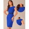 imageAllegra K Business Casual Dress for Womens Cap Sleeve Boat Neck Belted Pencil DressRoyal Blue
