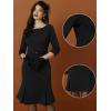 imageAllegra K Business Elegant Funeral Dresses for Womens Boat Neck 34 Sleeve Pleated Modest Midi DressBlack
