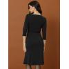 imageAllegra K Business Elegant Funeral Dresses for Womens Boat Neck 34 Sleeve Pleated Modest Midi DressBlack